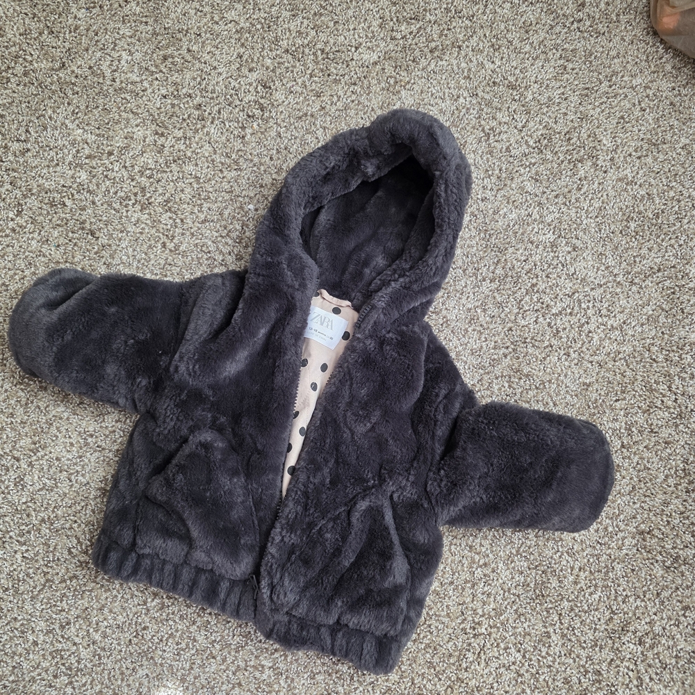 Baby's Zara Charcoal Faux Fur Jacket